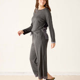 Satin Sailor Modal Pajama Set - Grey Eclipse