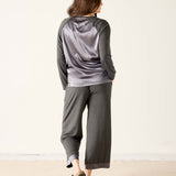 Satin Sailor Modal Pajama Set - Grey Eclipse