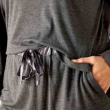 Satin Sailor Modal Pajama Set - Grey Eclipse