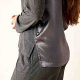 Satin Sailor Modal Pajama Set - Grey Eclipse