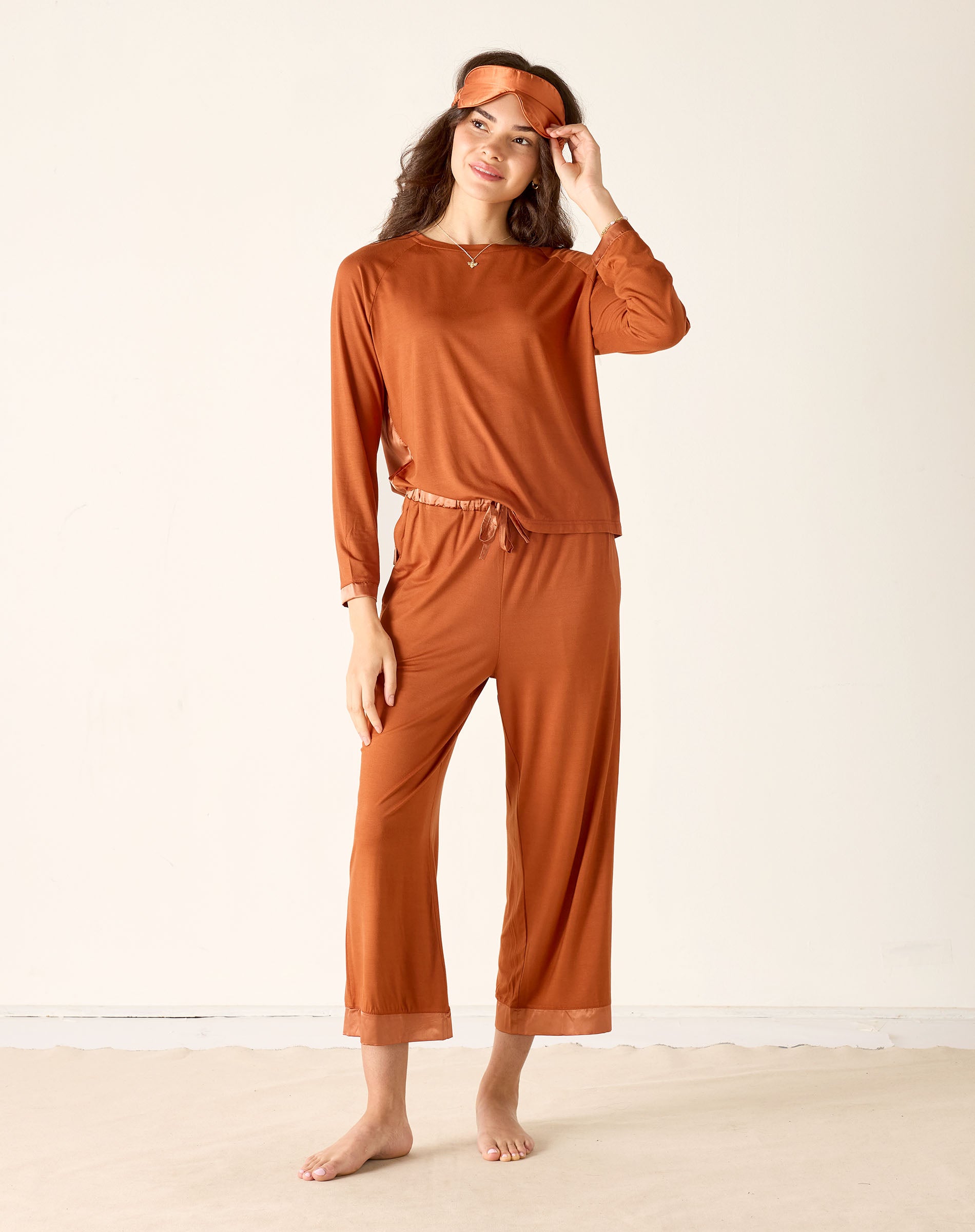 Satin Sailor Modal Pajama Set - Rustic Dawn
