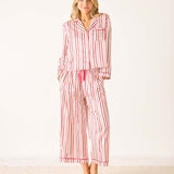 Women's Mulitcolor Striped Satin Pajama Pant Set