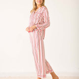 Women's Mulitcolor Striped Satin Pajama Pant Set
