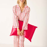 Women's Mulitcolor Striped Satin Pajama Pant Set