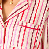 Women's Mulitcolor Striped Satin Pajama Pant Set