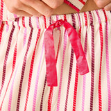 Women's Mulitcolor Striped Satin Pajama Pant Set