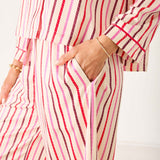 Women's Mulitcolor Striped Satin Pajama Pant Set