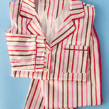 Women's Mulitcolor Striped Satin Pajama Pant Set