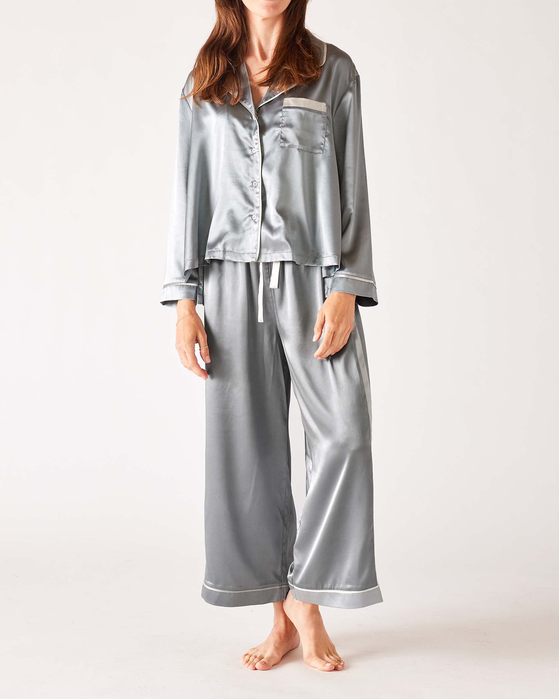 Womens Satin Pajama Pant Set