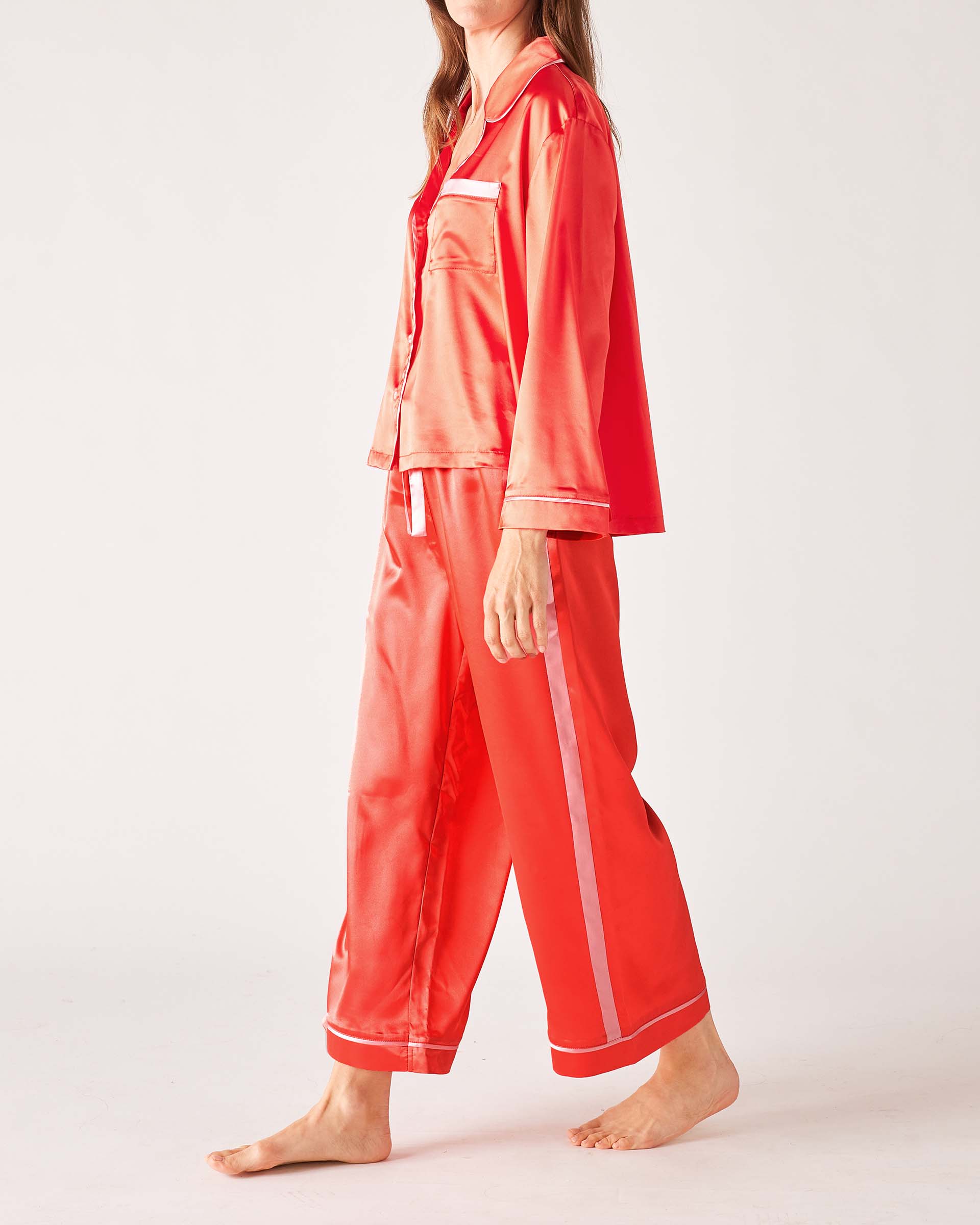 Womens Satin Pajama Pant Set