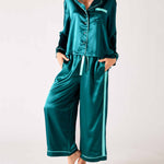 Womens Satin Pajama Pant Set