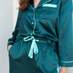 Womens Satin Pajama Pant Set