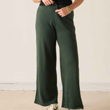 Deep emerald knit pant in a wide-leg fit.