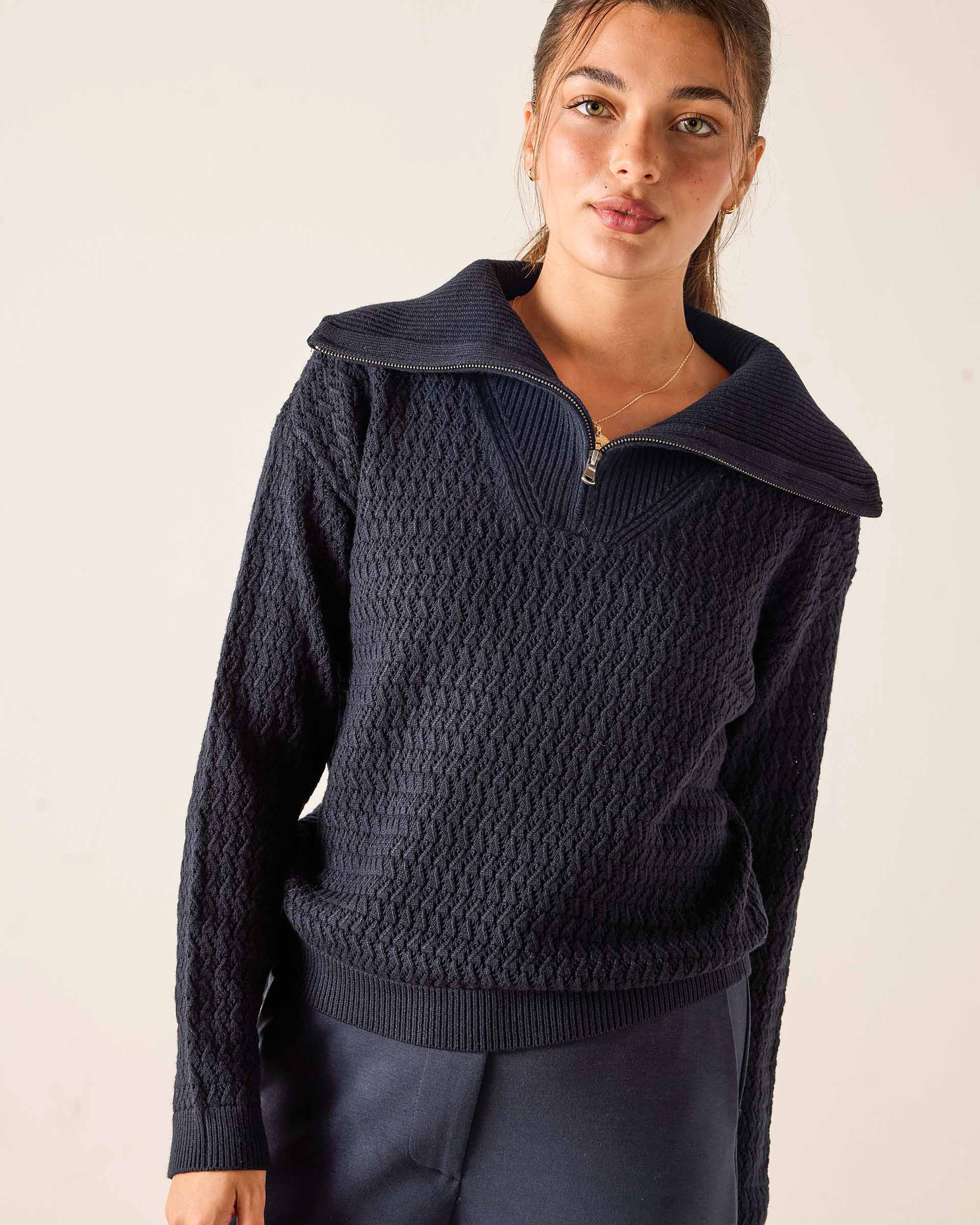 Simone Quarter Zip Sweater