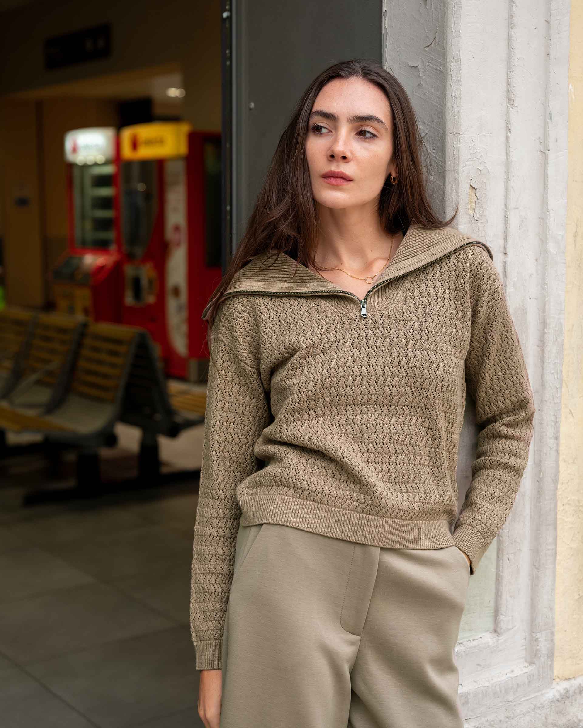 Simone Quarter Zip Sweater