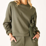 Women's Soft Scuba Bow Sweatshirt Travel Set