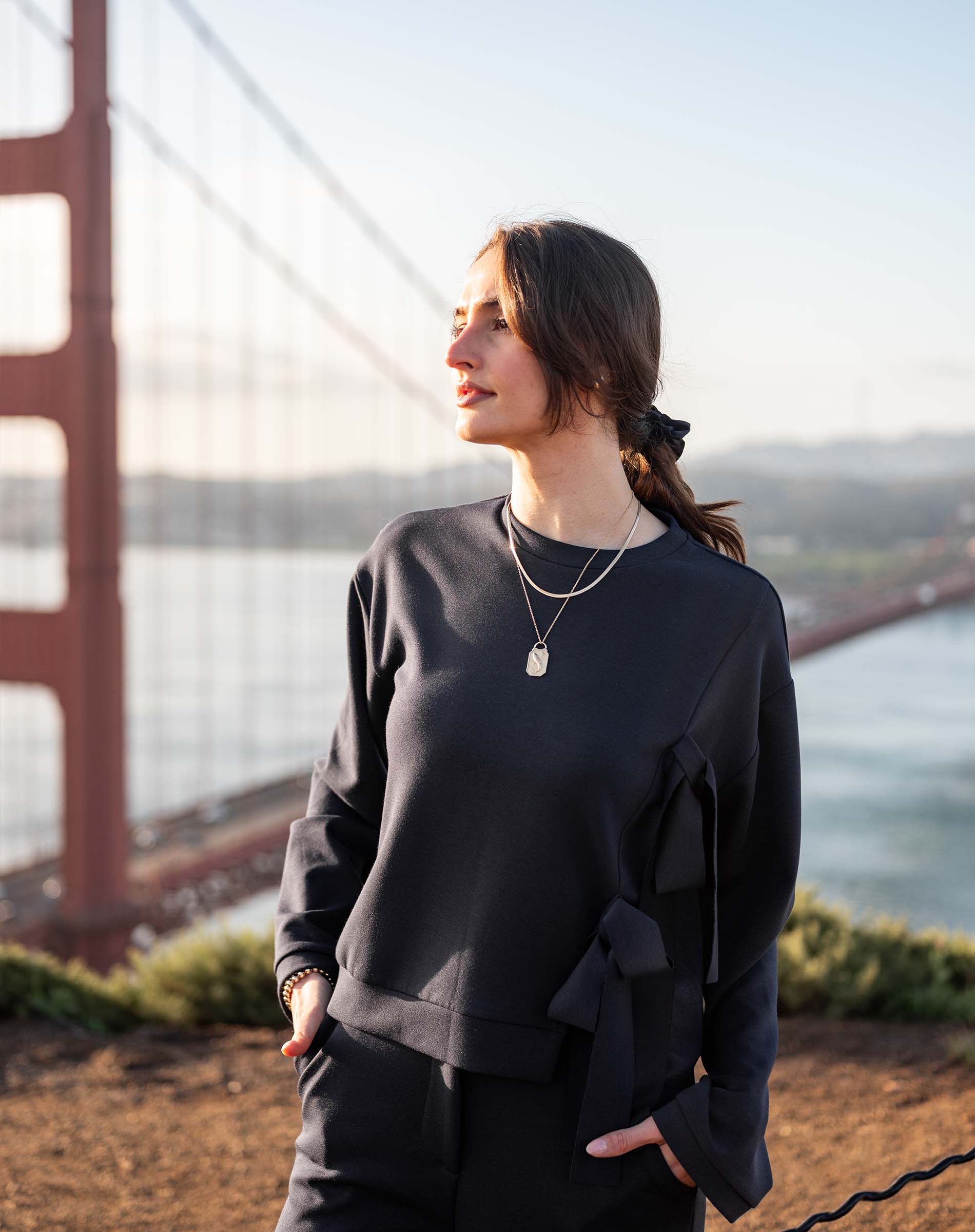 Women's Soft Scuba Bow Sweatshirt Travel Set