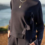 Women's Soft Scuba Bow Sweatshirt Travel Set
