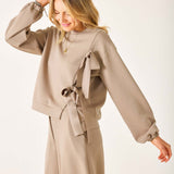 Women's Soft Scuba Bow Sweatshirt Travel Set