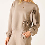 Women's Soft Scuba Bow Sweatshirt Travel Set