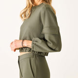 Women's Soft Scuba Cargo Sweatshirt Travel Set