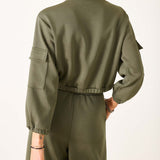Women's Soft Scuba Cargo Sweatshirt Travel Set
