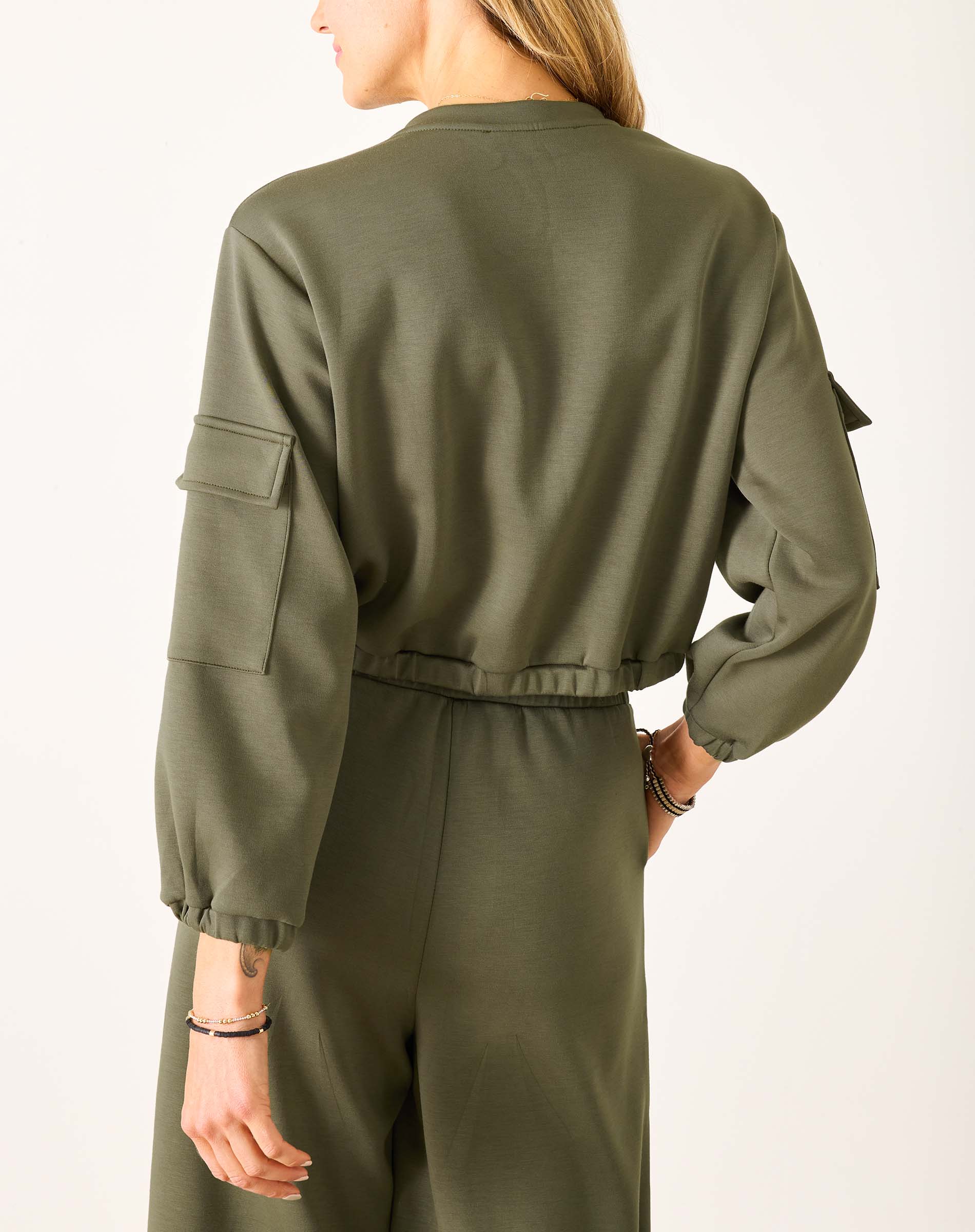 Women's Soft Scuba Cargo Sweatshirt Travel Set