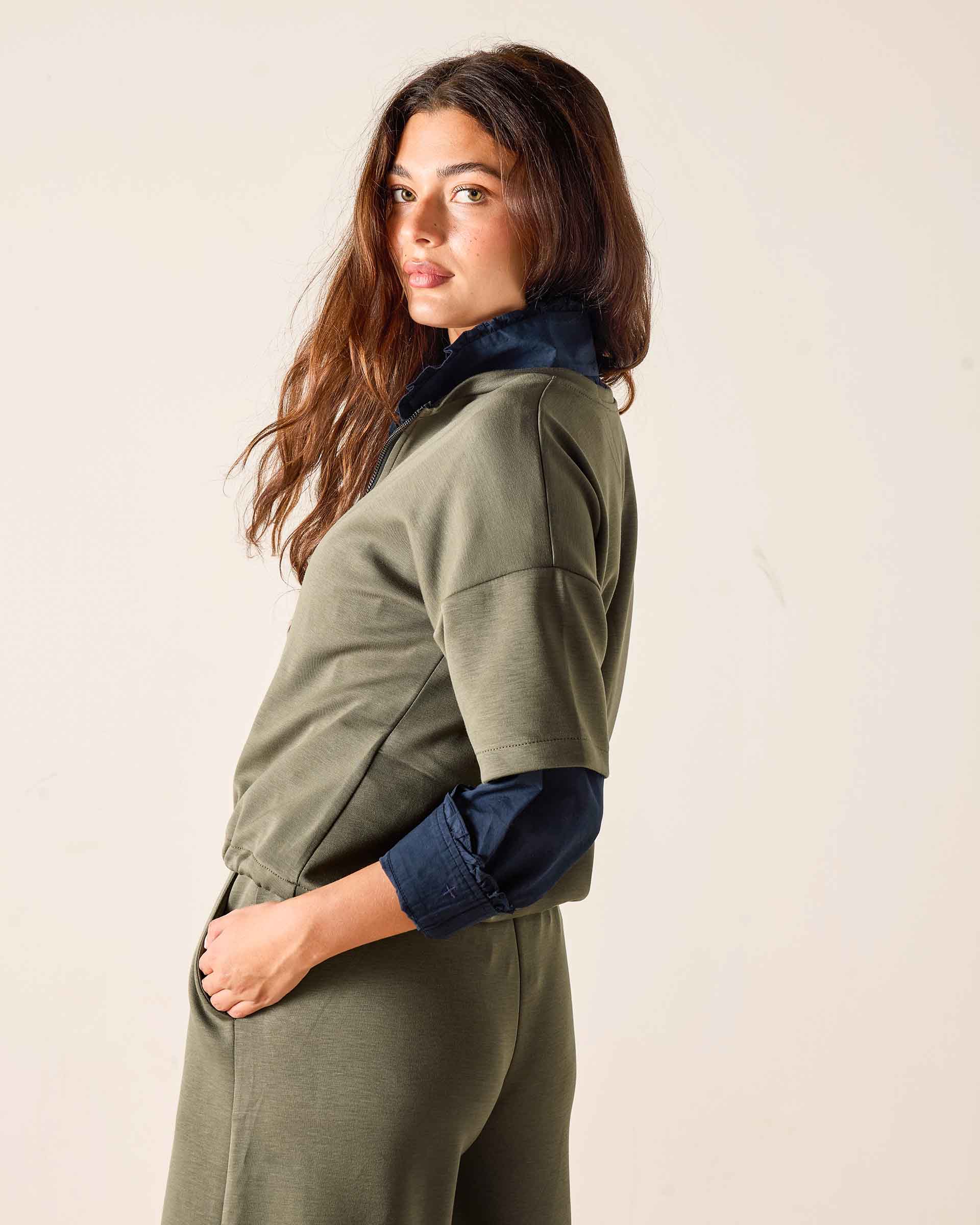 Women's Soft Scuba Zip Up Sweatshirt Travel Set