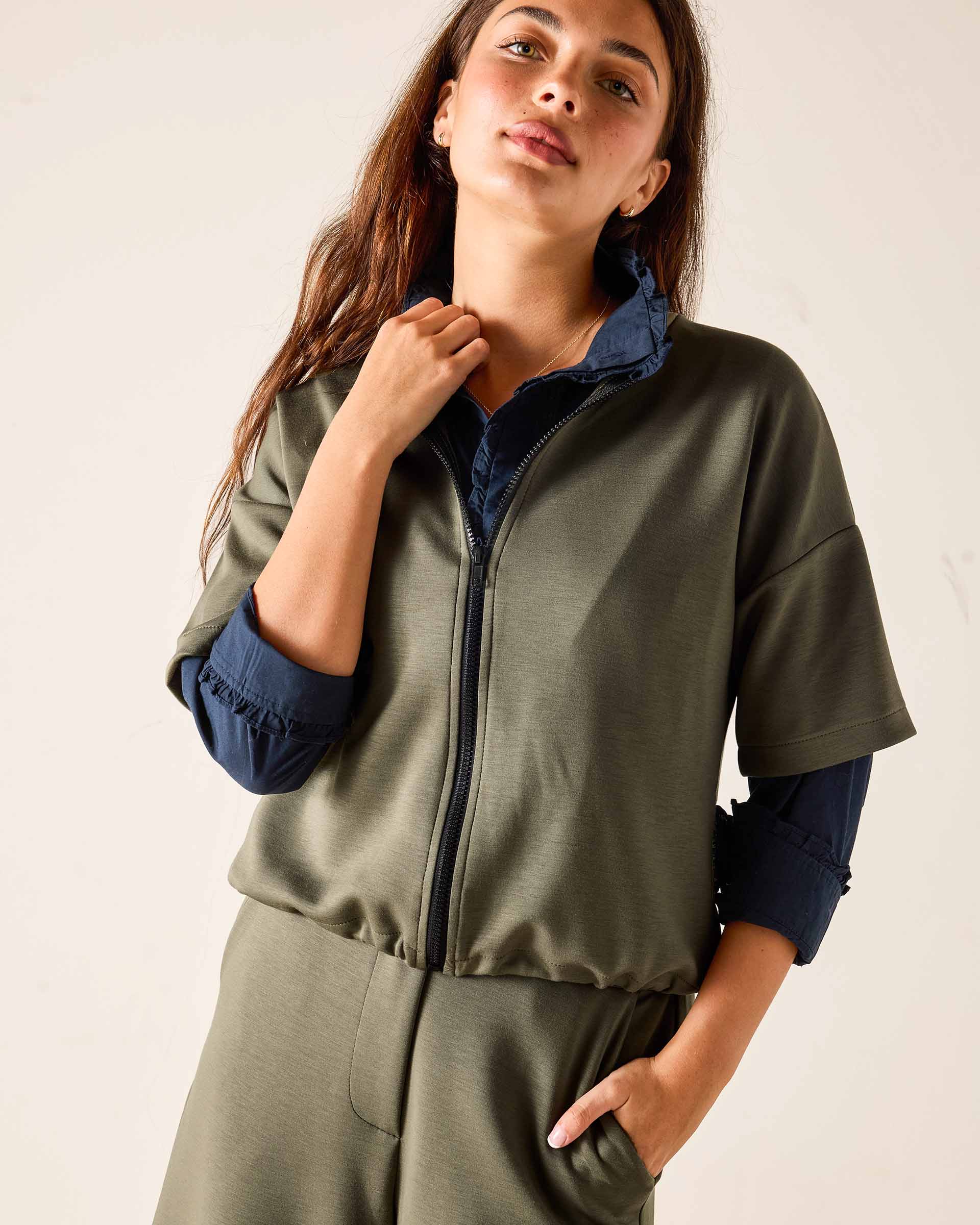 Women's Soft Scuba Zip Up Sweatshirt Travel Set