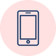 navy blue phone icon on a pink circle background
