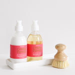 cabana flower hand soap and lotion set with brush