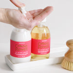 hand pushing down on cabana flower lotion