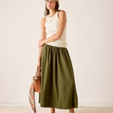 Women's travel-friendly hazel maxi skirt in a long, flowing silhouette with an elasticated waist.