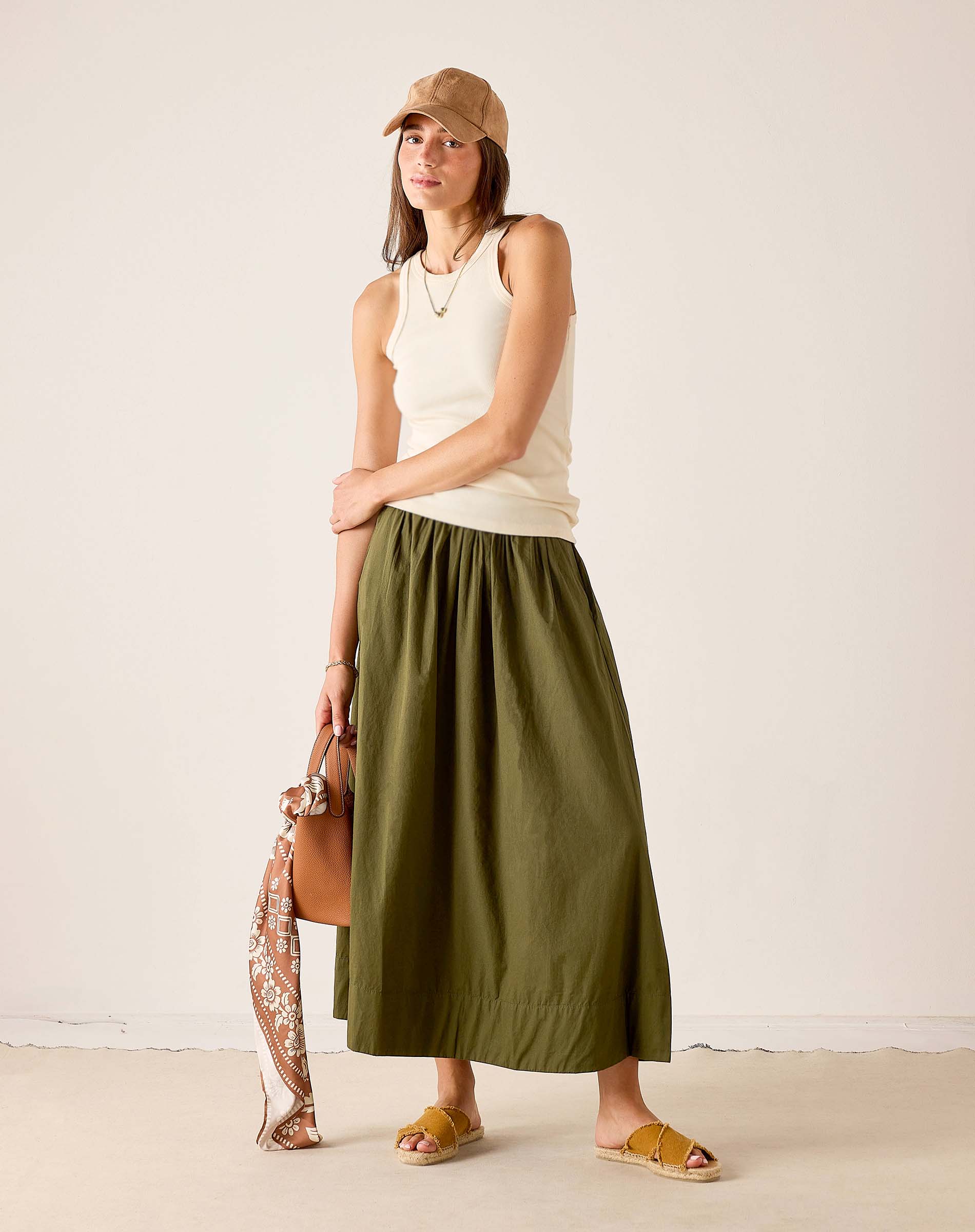 Women's travel-friendly hazel maxi skirt in a long, flowing silhouette with an elasticated waist.