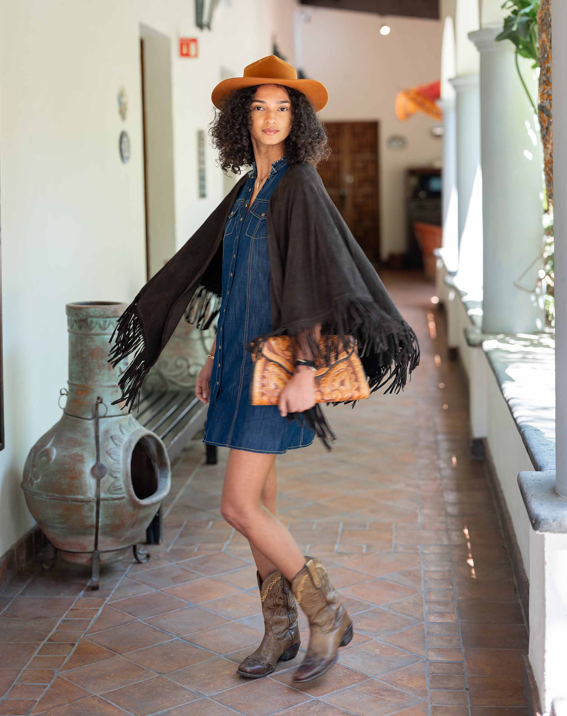Women's Dark Brown Leather Western Wrap