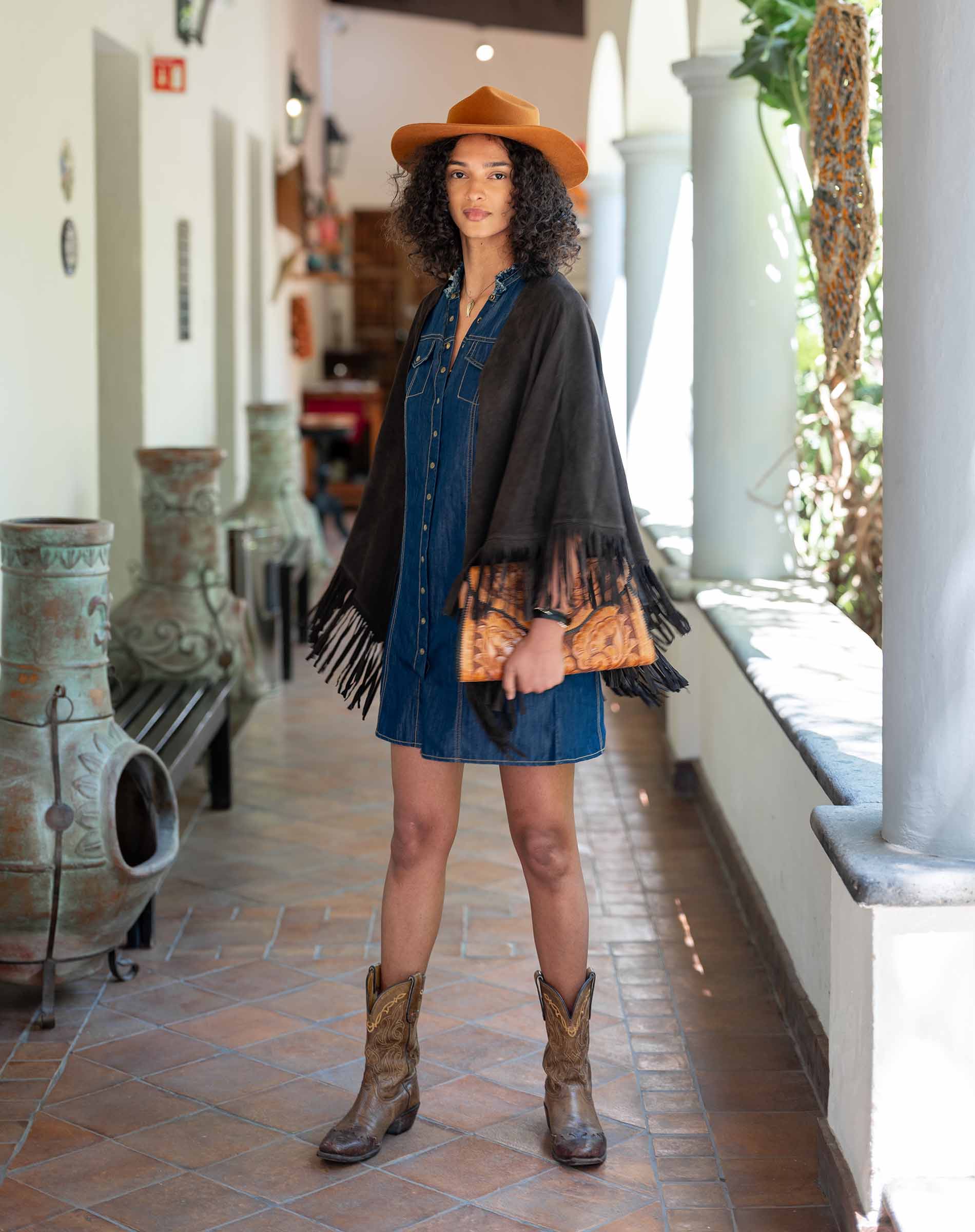 Women's Dark Brown Leather Western Wrap