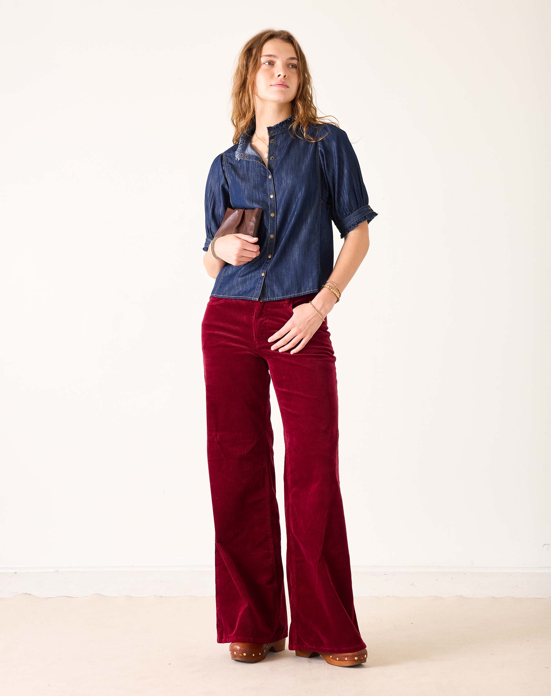 Women's Button Up Short Sleeve Fall Top