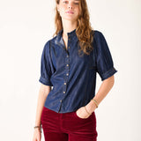 Women's Button Up Short Sleeve Fall Top