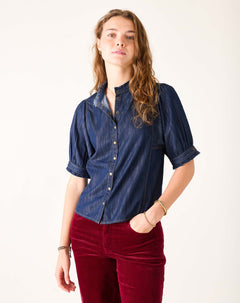 Women's Button Up Short Sleeve Fall Top