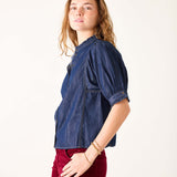 Women's Button Up Short Sleeve Fall Top