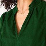 Women's Green Corduroy Short Sleeve