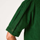 Women's Green Corduroy Short Sleeve