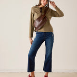Ladies' travel-ready nutmeg colored raglan tee in a relaxed fit.