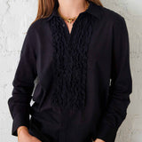 Women's Tuxedo Ruffle Button Down Shirt