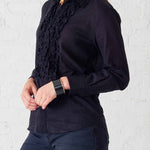 Women's Tuxedo Ruffle Button Down Shirt