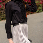 Women's Tuxedo Ruffle Button Down Shirt