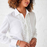 Women's Tuxedo Ruffle Button Down Shirt