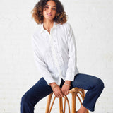 Women's Tuxedo Ruffle Button Down Shirt