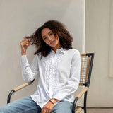 Women's Tuxedo Ruffle Button Down Shirt