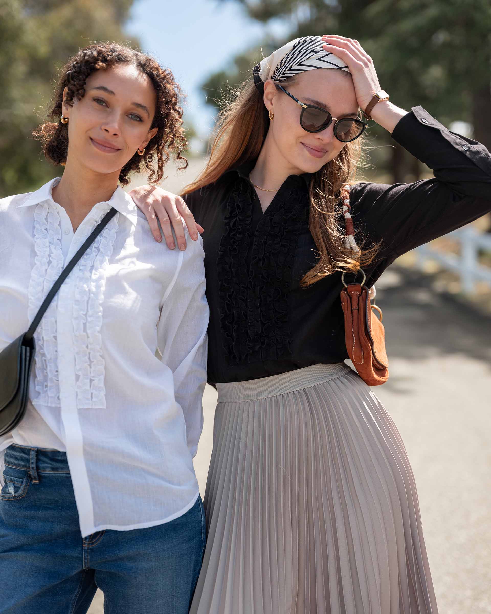 Women's Tuxedo Ruffle Button Down Shirt